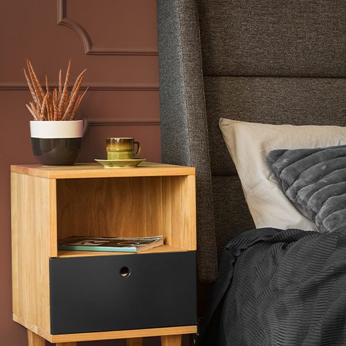 Bedroom wall with deep red orange color