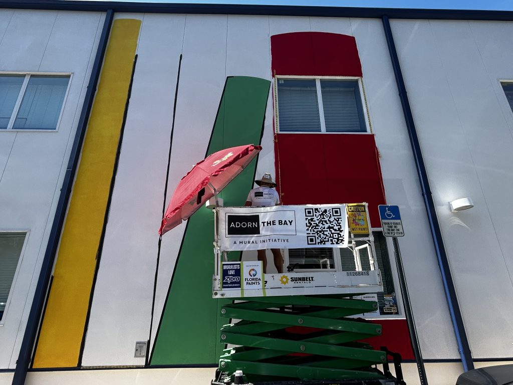 Bold and bright paint colors from Florida Paint used in mural in Tampa, Florida.