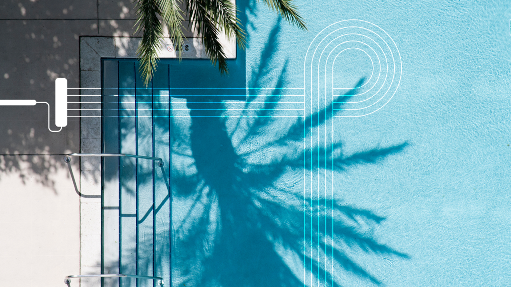 An aerial view of a pool painted with pool paint from Florida Paints.